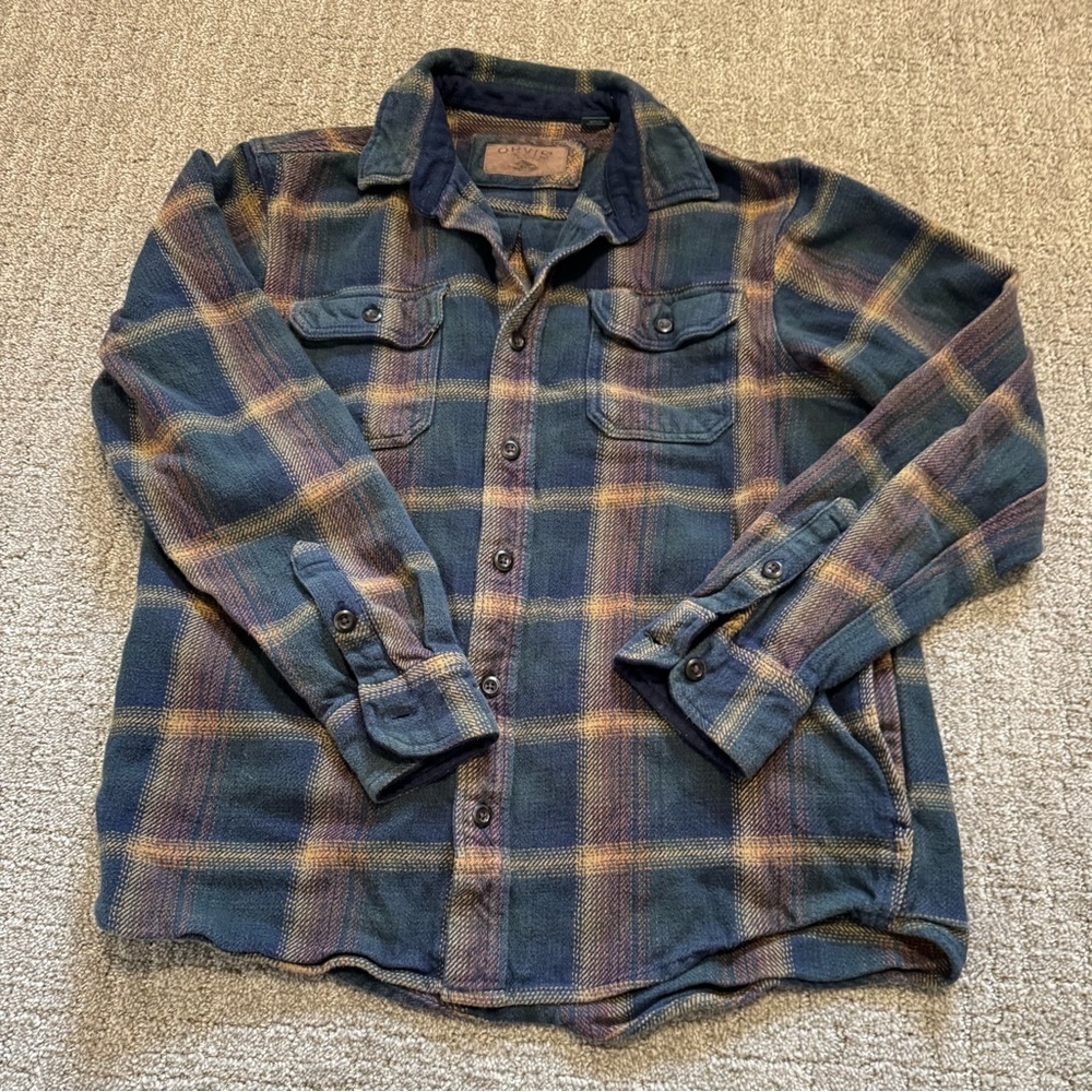 Orvis vintage heavyweight double-brushed cotton flannel shirt size M